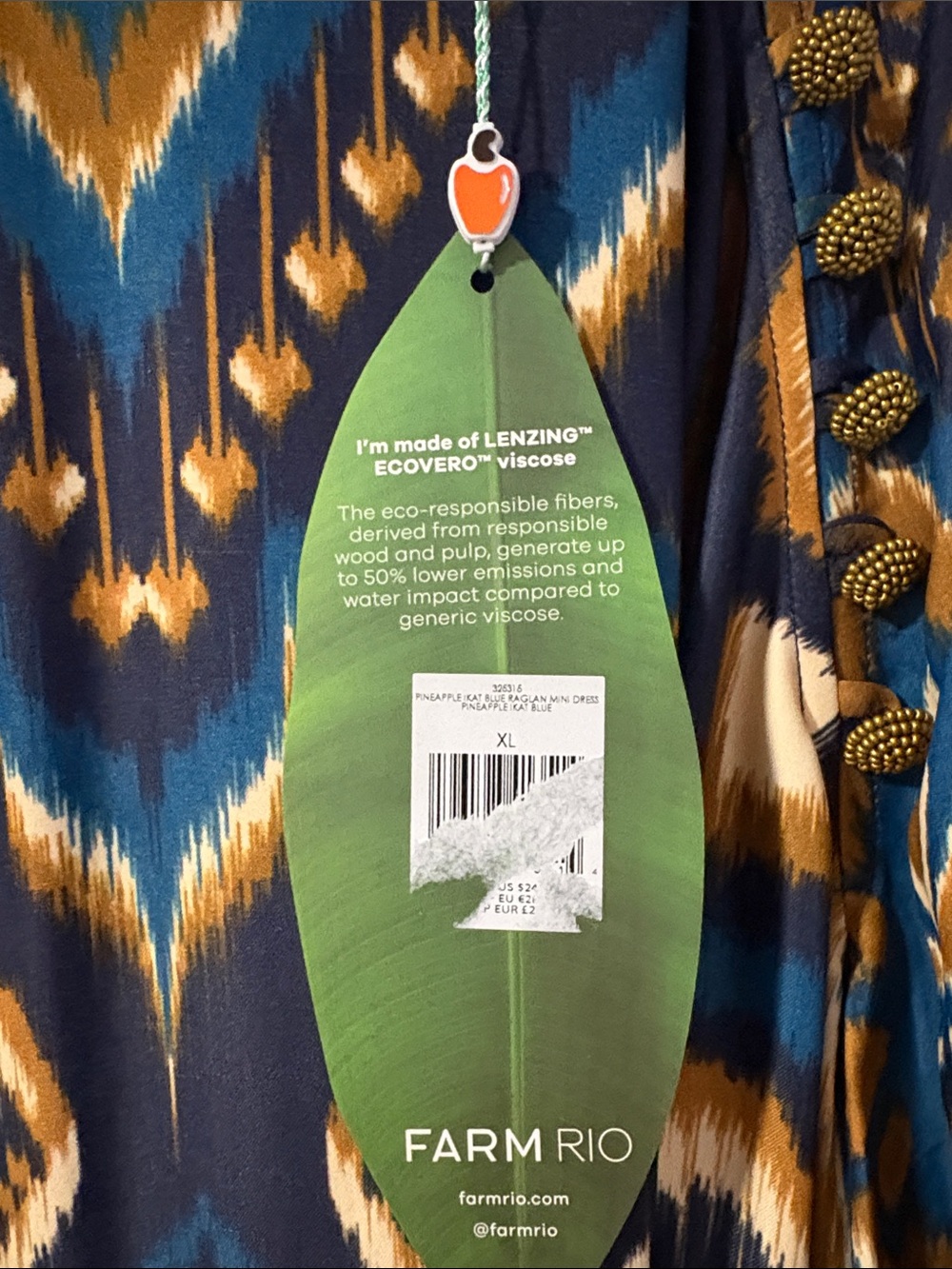 FARM RIO Women's Blue and Gold Patterned Long-Sleeve Dress
BRAND NEW - Picture 7 of 7